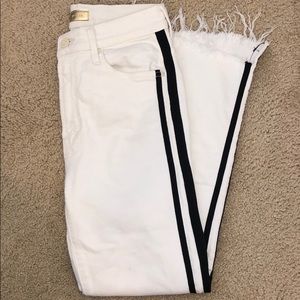 White jeans with black stripes